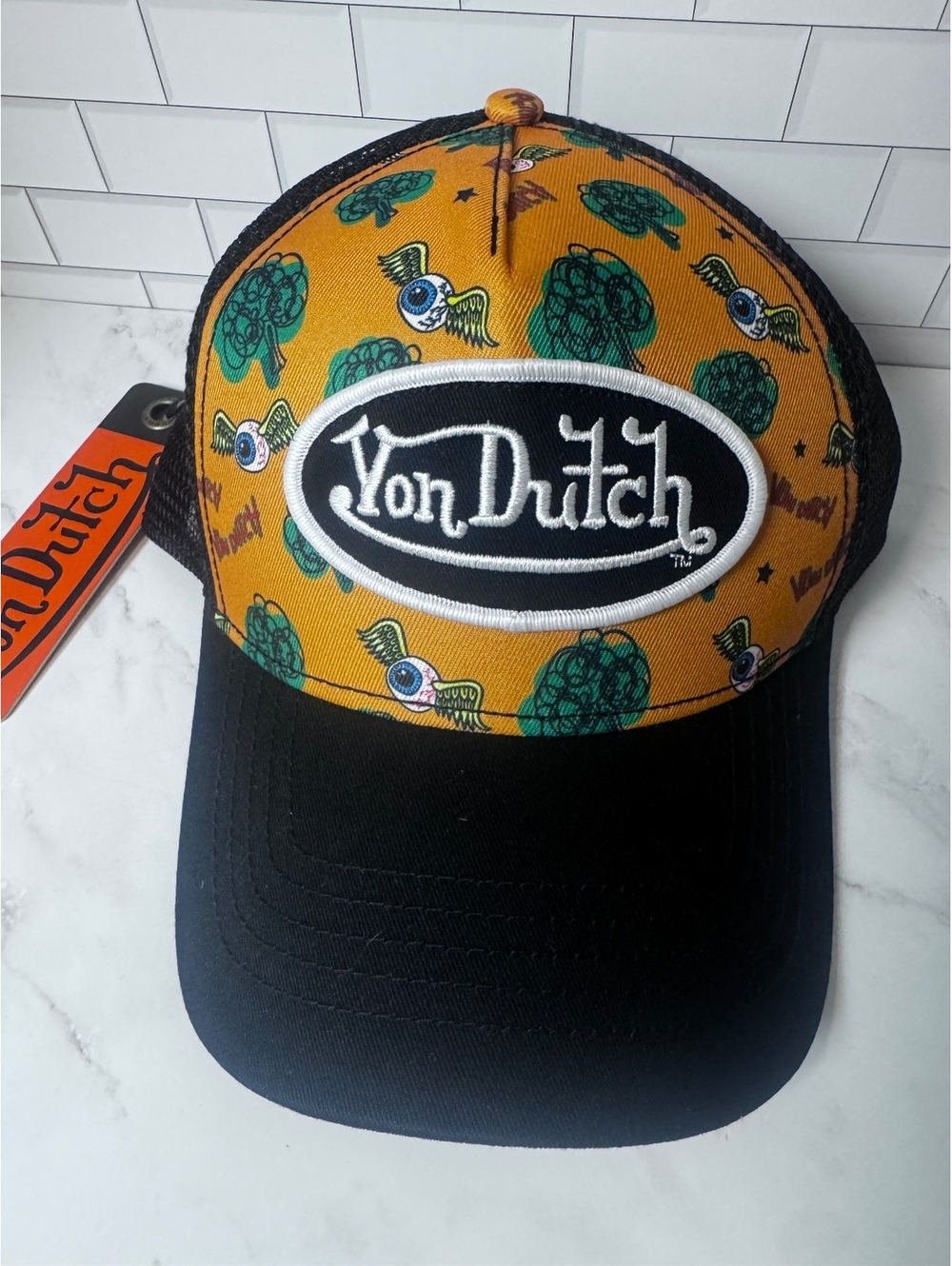 Von Dutch Flying Eyeball Trucker Hat Viral Y2K